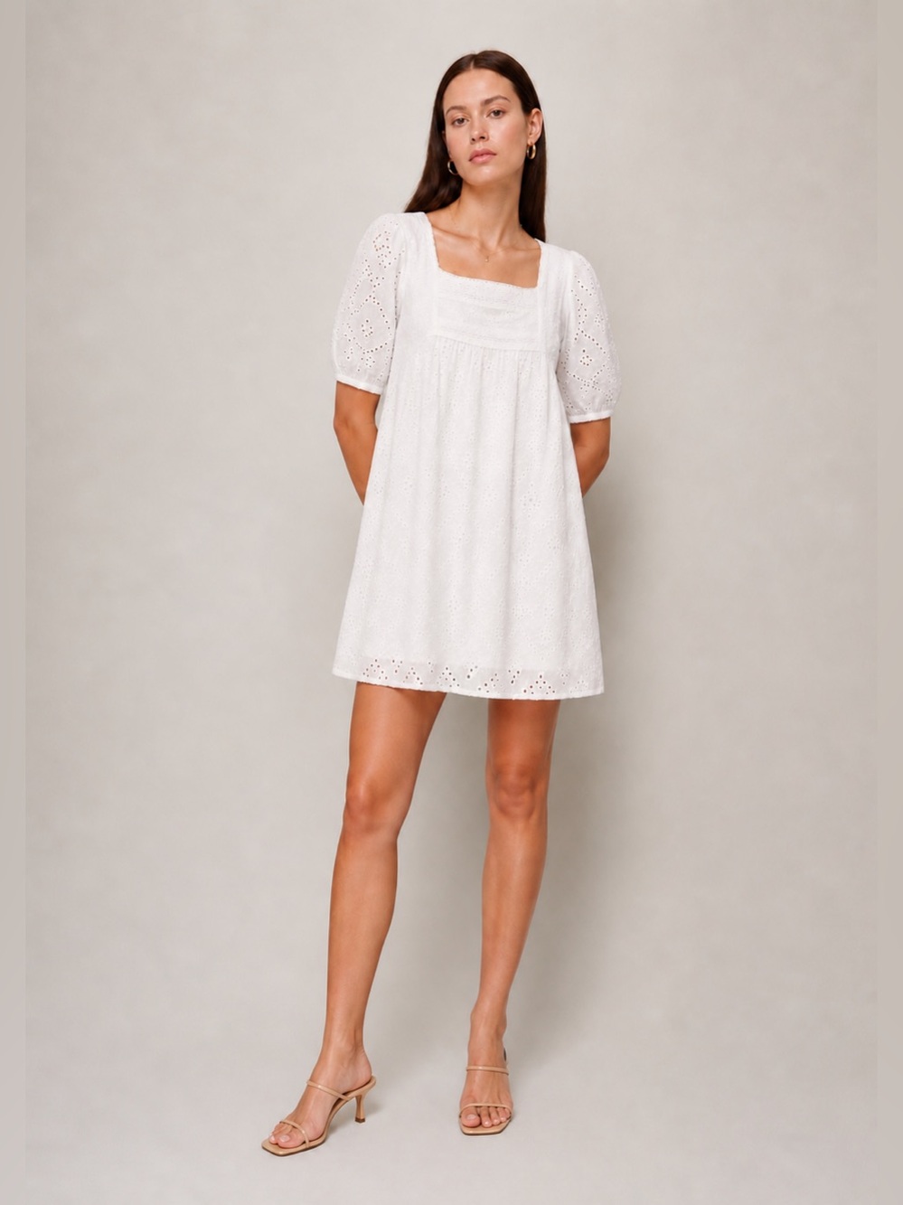 Sanctuary Love Story Heirloom 100% Cotton Eyelet Mini Dress XS White